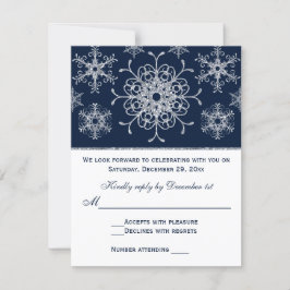 Navy Silver Glitzer sieht Snowflakes RSVP Card