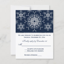 Navy Silver Glitzer sieht Snowflakes RSVP Card