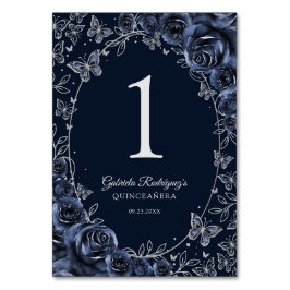 Navy Silver Quinceanera Tischnummer