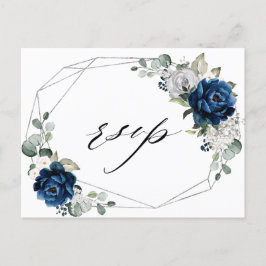 Navy Silver White Champagne Ivory Geometric UAWG Postkarte