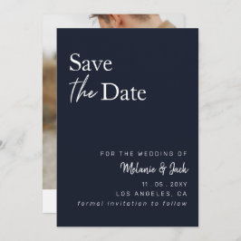 Navy Simple Calligraphy Foto Save the Date
