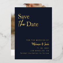 Navy Simple Calligraphy Foto Save the Date