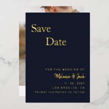 Navy Simple Calligraphy Foto Save the Date