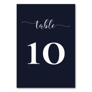 Navy Simple Calligraphy Modern Wedding Tischnummer