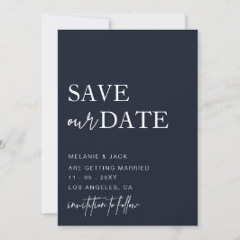 Navy Simple Calligraphy Save the Date