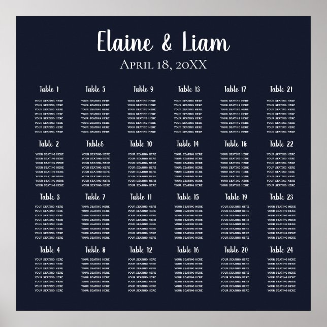 Navy Simple Calligraphy Wedding Poster (Vorne)