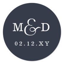 Navy Simple Modern Monogram Wedding