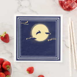 Navy Sky - White Moon Window Mitte Herbst Festival Serviette