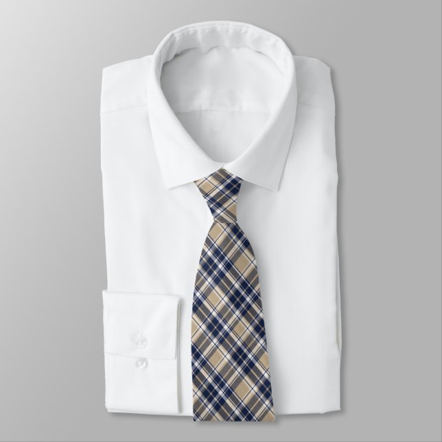 Navy, Slate Blue, Khaki... & White Classic Plaid Krawatte (Gebunden)