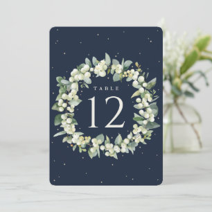 Navy Snowberry+Eucalyptus Mariage Numéro de table
