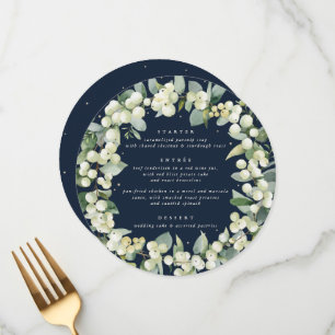 Navy Snowberry+Eukalyptus 3 Kurs Hochzeit Menükarte