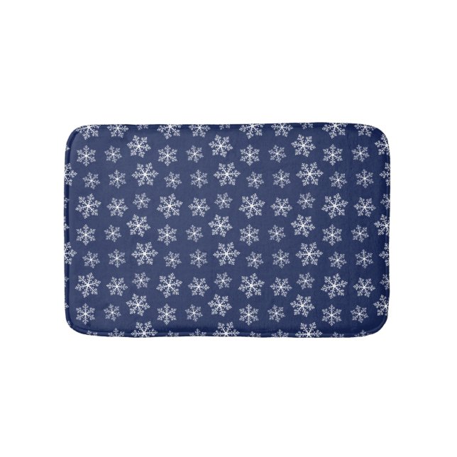 Navy Snowflake Bath Mat Badematte (Vorderseite)