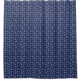 Navy Snowflake Duschvorhang