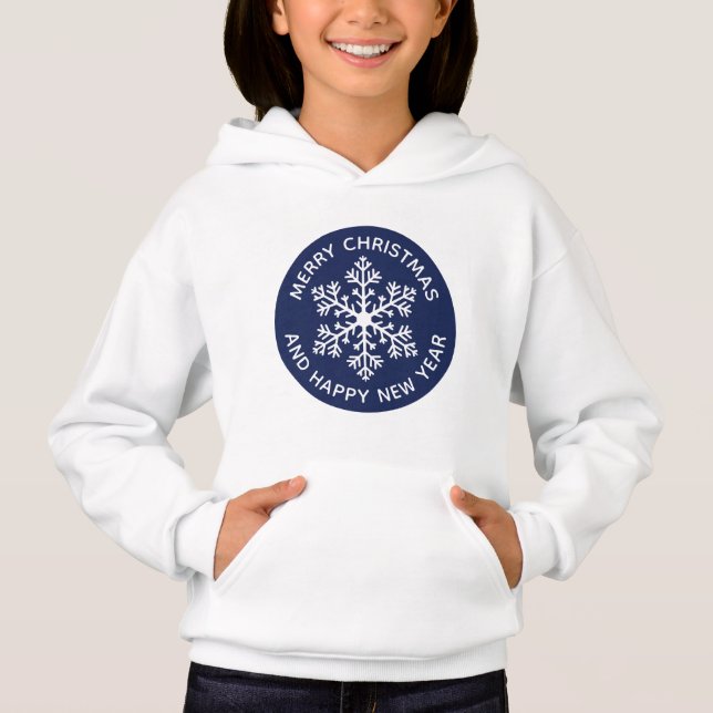 Navy Snowflake Festive Hoodie (Kind) (Vorderseite)