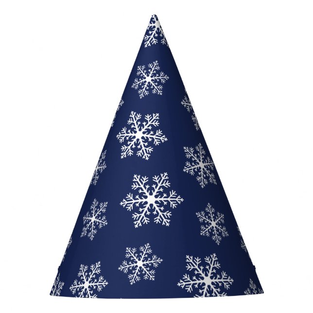 Navy Snowflake Party Hats Partyhütchen (Vorderseite)