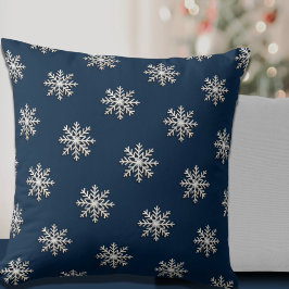 Navy Snowflake Throw Kissen