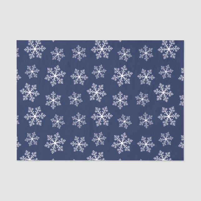 Navy Snowflake Tissue Paper Seidenpapier (Vorderseite)