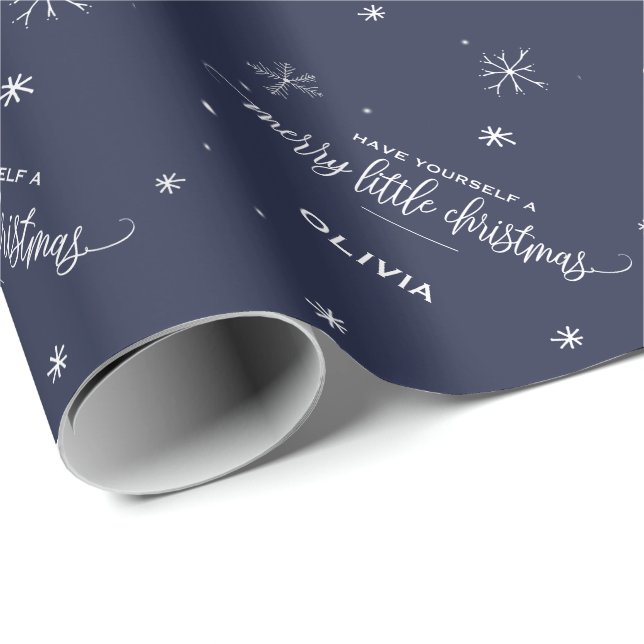 Navy Snowflake Weihnachten Geschenkpapier (Rolleneckpunkt)