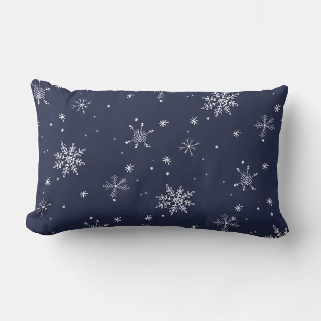 Navy Snowflake Weihnachten Lendenkissen (Vorderseite)