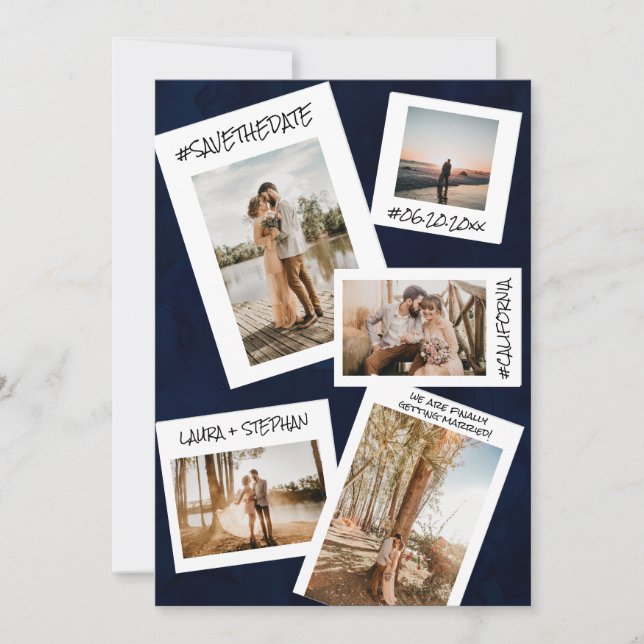 Navy Social Media 5 Foto Save the Date (Vorderseite)