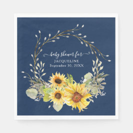 Navy Sonnenblume Pussy Willow Floral Baby Dusche Serviette