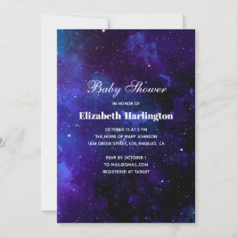Navy Space. Nachtsterne. Moderne Galaxie-Babydusch Einladung