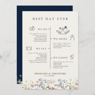 Navy Spring Wildblume Meadow Garden Program Einladung