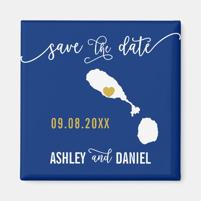 Navy St. Kitts und Nevis Wedding Speichern Sie die Magnet (Vorne)