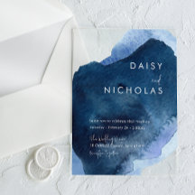Navy Staubblau Ozean Aquarell Hochzeit