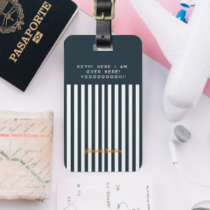 Navy Streifen Das moderne Monogramm für den Gent Gepäckanhänger