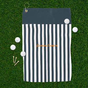 Navy-Streifen   Das moderne Monogramm für den Gent Golfhandtuch