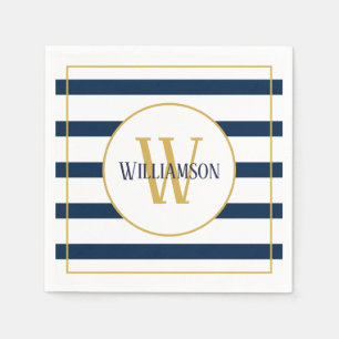 Navy Stripes Nautic Personalisiert Monogram Name Serviette