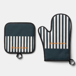Navy Strips | Die Monografie des Modernen Gentlema Ofenhandschuh & Topflappen-Set