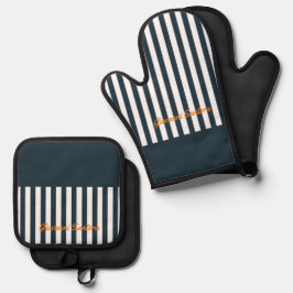 Navy Strips | Die Monografie des Modernen Gentlema Ofenhandschuh & Topflappen-Set