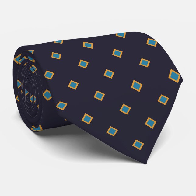 Navy Sun Sky Blue Diamond Polka Dot Pattern Krawatte (Gerollt)