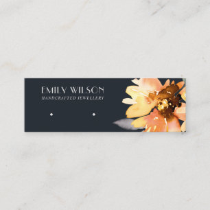 NAVY SUNFLOWER AUTUMN STUD EARRING DISPLAD CARD MINI VISITENKARTE