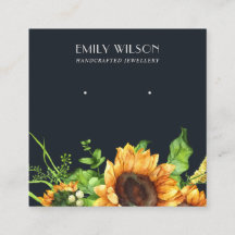 NAVY SUNFLOWER AUTUMN STUD EARRING DISPLAD CARD