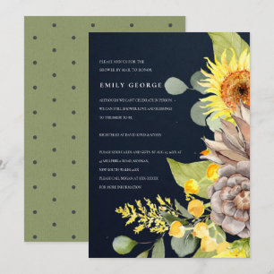 NAVY SUNFLOWER EUCALYPTUS FLORAL DUSCHE MIT PER MA EINLADUNG