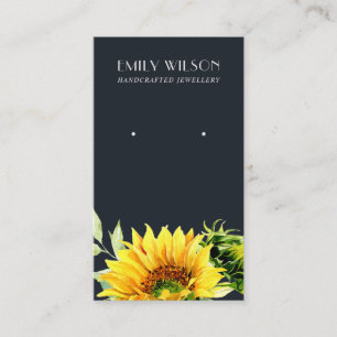 NAVY SUNFLOWER FALL AUTUMN STUD EARRING DISPLAY VISITENKARTE