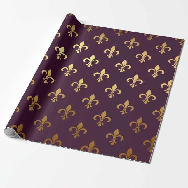 Navy Symbol Florence Burgunde Plum Golden Foil Geschenkpapier (Ungerollt)