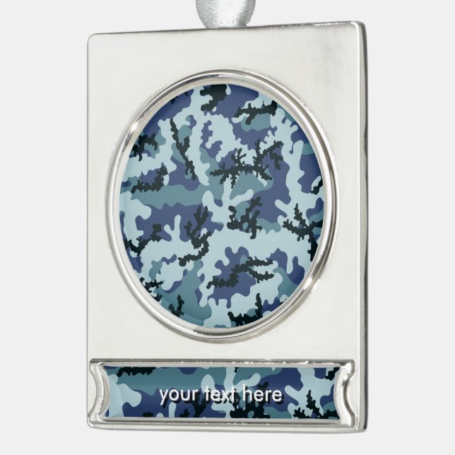 Navy-Tarnung Banner-Ornament Silber (Links)