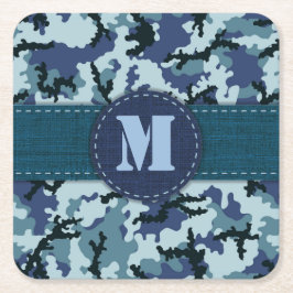 Navy-Tarnung Rechteckiger Pappuntersetzer