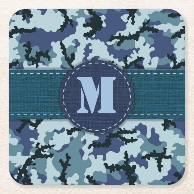 Navy-Tarnung Rechteckiger Pappuntersetzer (Vorderseite)