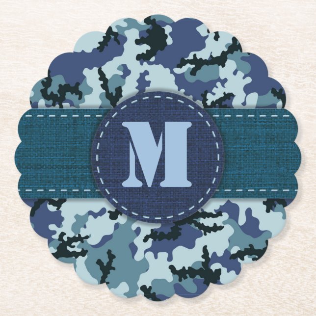 Navy-Tarnung Runder Pappuntersetzer (Vorderseite)
