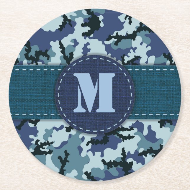 Navy-Tarnung Runder Pappuntersetzer (Vorderseite)