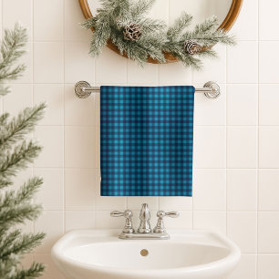 Navy-Tartan-Badetuch-Geschenk - Kabineninspirierte Badhandtuch Set