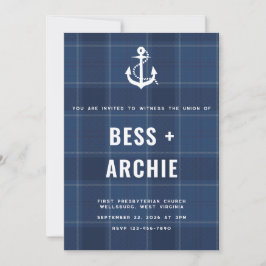 Navy Tartan Invitation Einladung