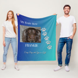 Navy Teal Pawprints Tribute Fleecedecke