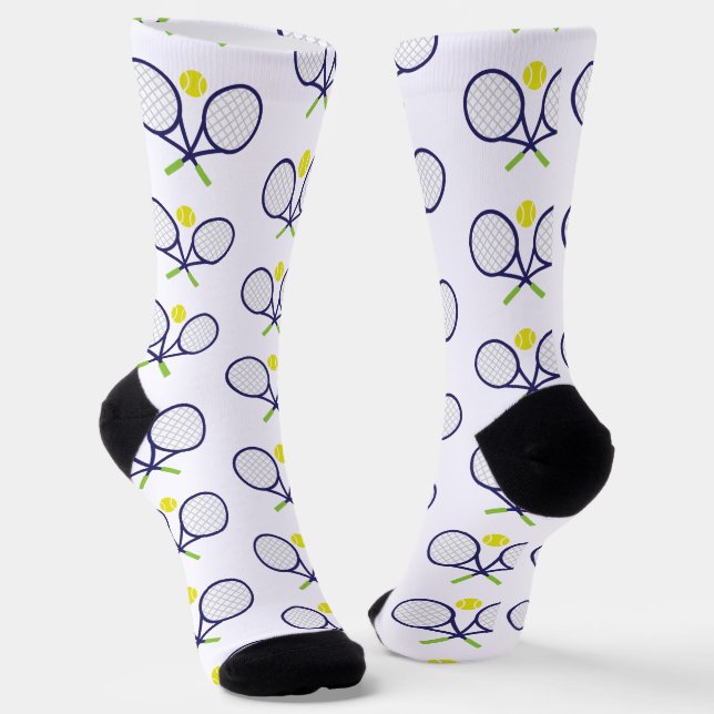 Navy Tennis Racquets Pattern Socks Socken (Gewinkelt)