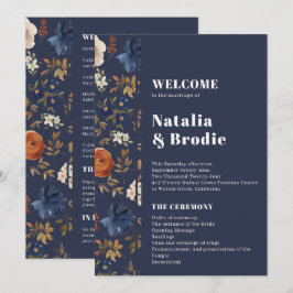 Navy Terracotta Boho Hochzeitsprogramm Einladung